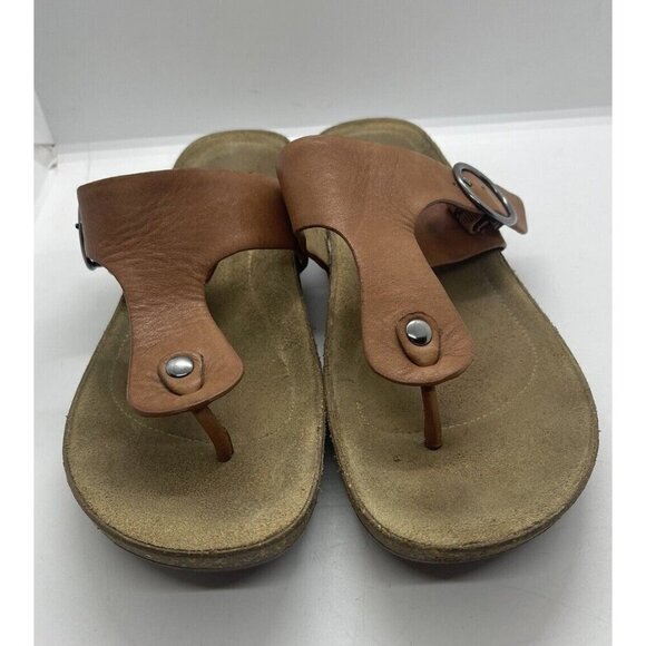 Hotter Comfort Concept Resort Brown Leather Low Wedge T-Strap Sandal Women's 11 - Picture 2 of 8